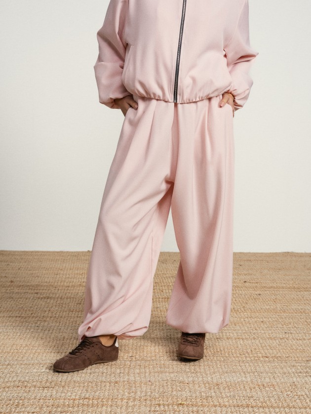 Bomber jacket and wide-leg pants set