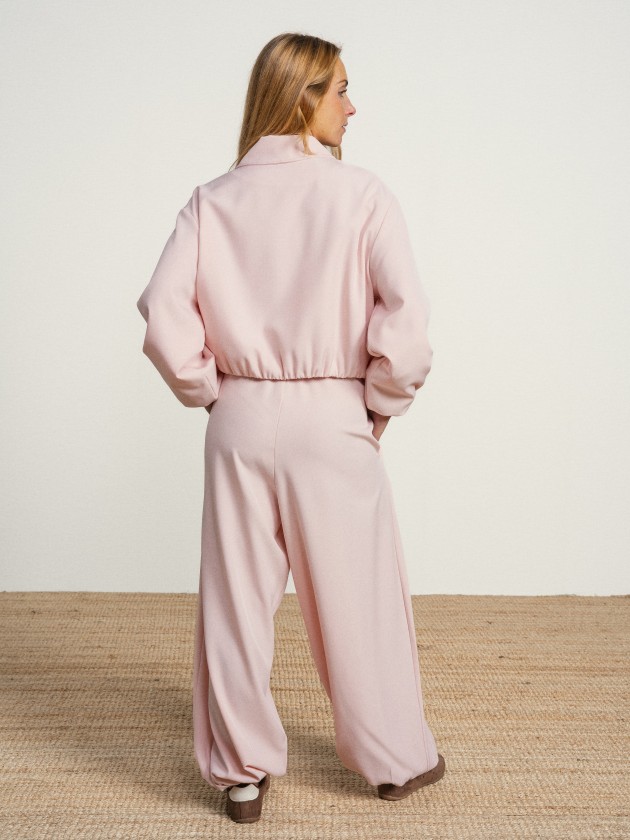 Bomber jacket and wide-leg pants set