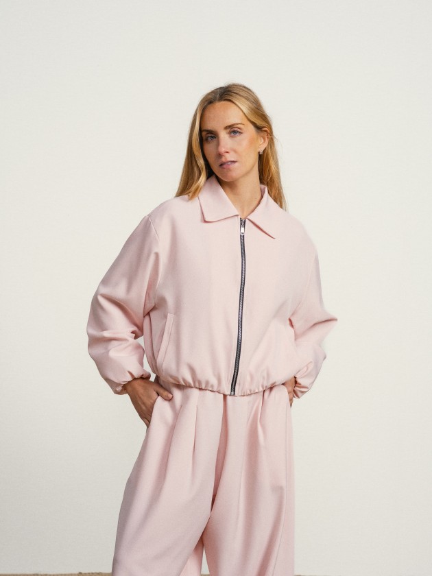 Bomber jacket and wide-leg pants set