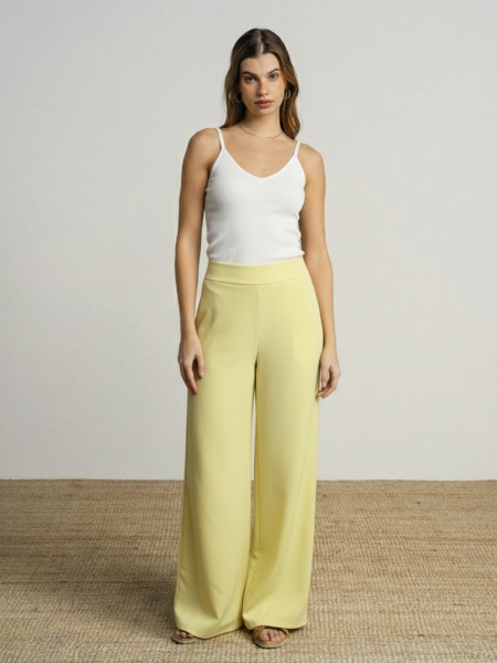 Wide-leg, high-waisted trousers