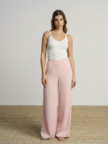 Wide-leg, high-waisted trousers