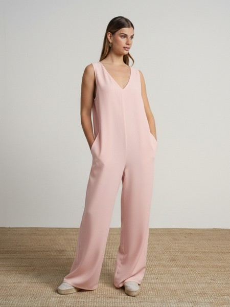 Oversized jumpsuit with a v-neck