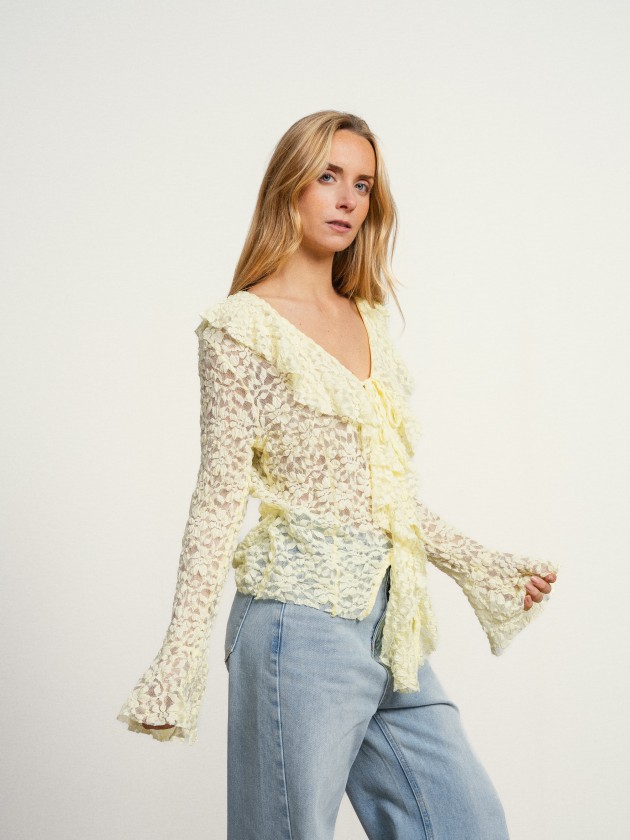 Coat with lace and bows