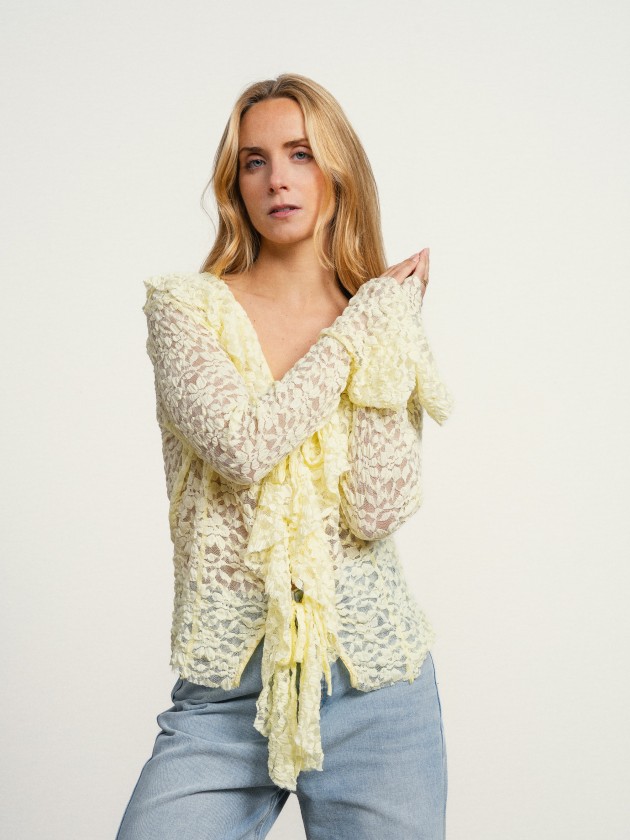 Coat with lace and bows
