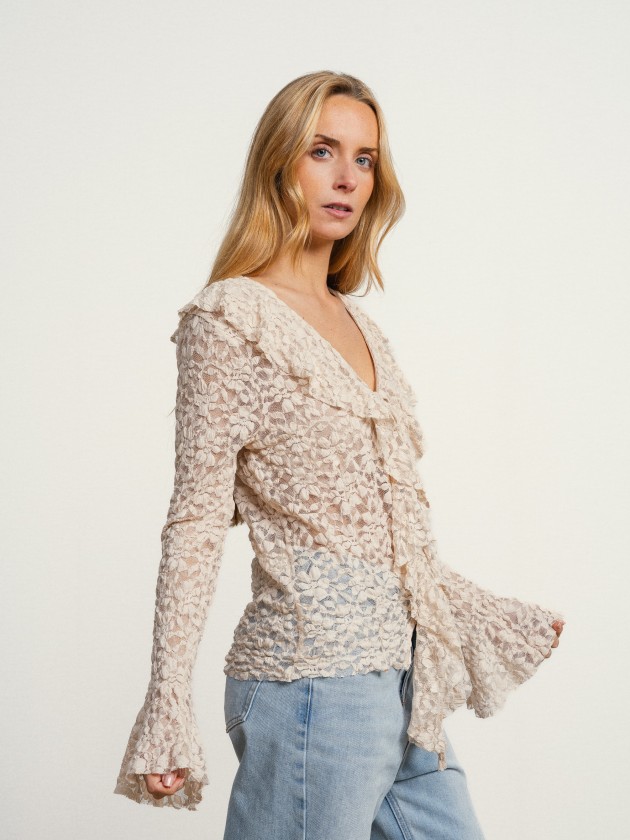 Coat with lace and bows