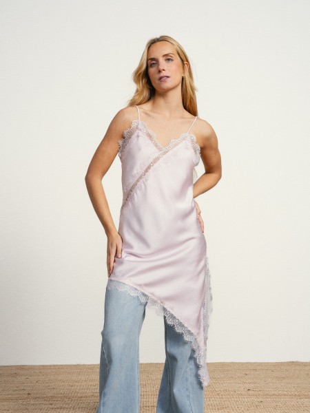 Vestido acetinado assim�trico