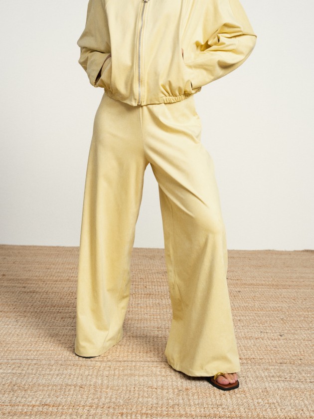 Pantalon large style velours