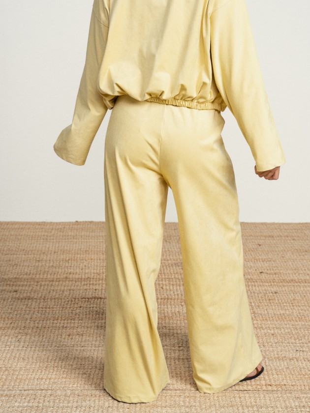 Pantalon large style velours