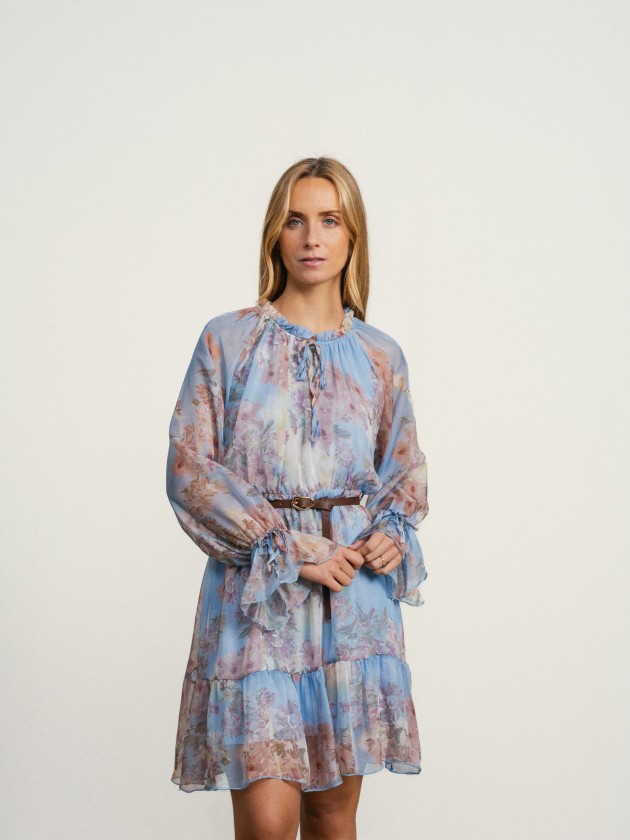 Floral midi dress with belt Floral midi dress with belt