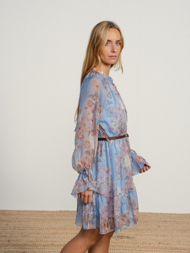 Floral midi dress with belt Floral midi dress with belt