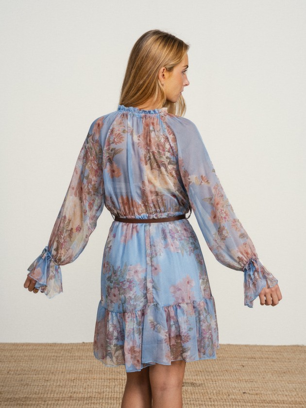 Floral midi dress with belt Floral midi dress with belt