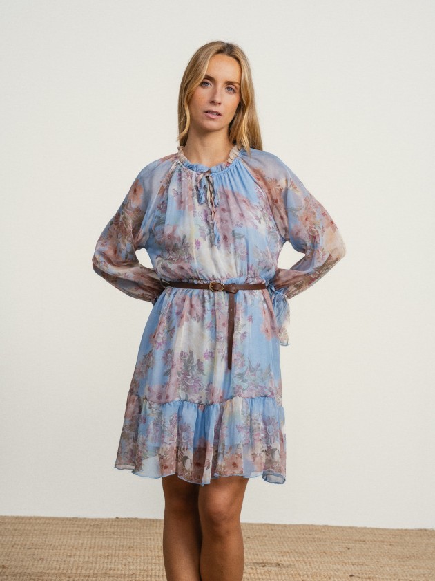 Floral midi dress with belt Floral midi dress with belt