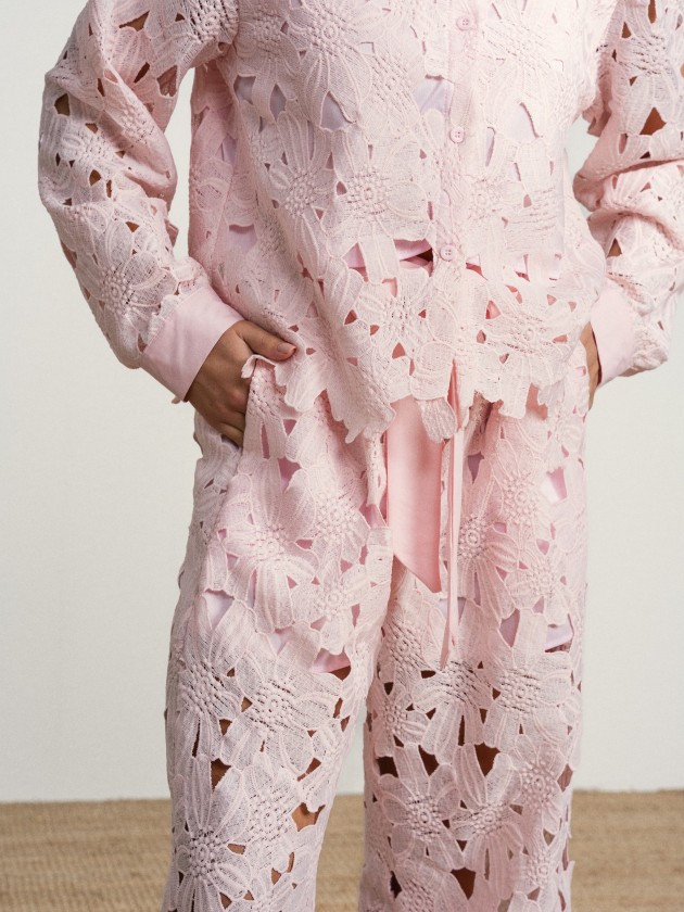 Lace pants and shirt set