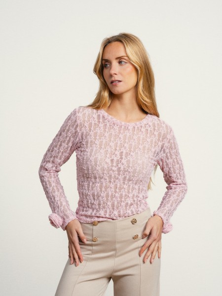 Lace camisole with flowers on the sleeves