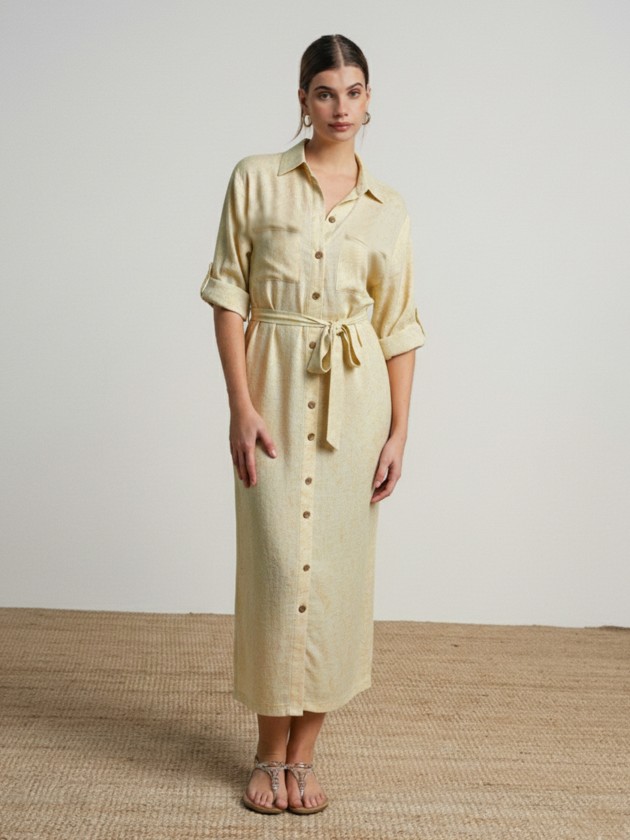 Long dress with gold buttons Long dress with gold buttons