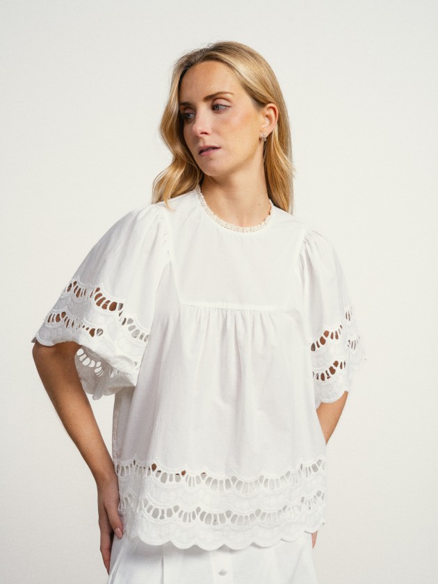 Cotton blouse with english embroidery Cotton blouse with english embroidery