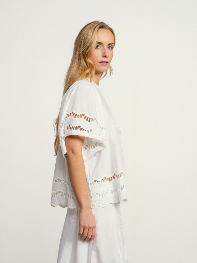 Cotton blouse with english embroidery Cotton blouse with english embroidery