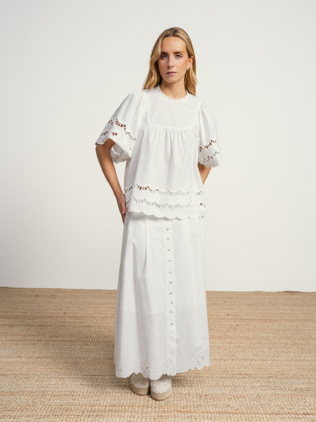 Cotton blouse with english embroidery Cotton blouse with english embroidery