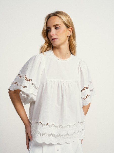 Cotton blouse with english embroidery