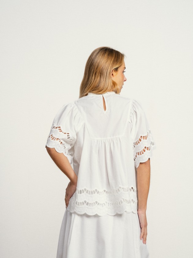 Cotton blouse with english embroidery Cotton blouse with english embroidery