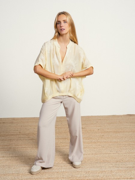 Embroidered blouse with v-neck