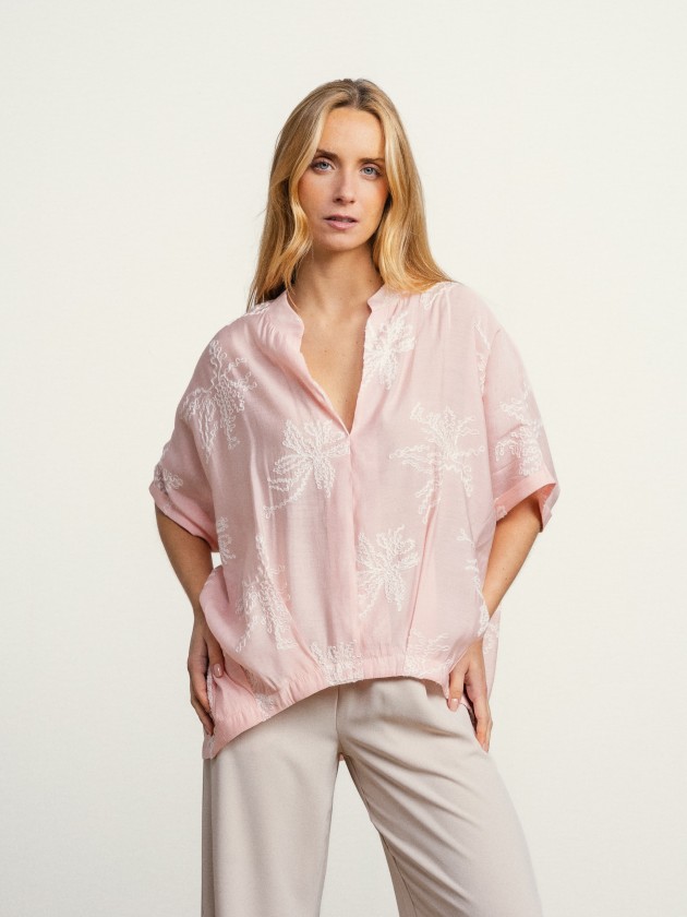 Embroidered blouse with v-neck Embroidered blouse with v-neck