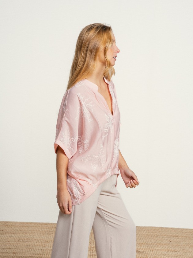 Embroidered blouse with v-neck Embroidered blouse with v-neck