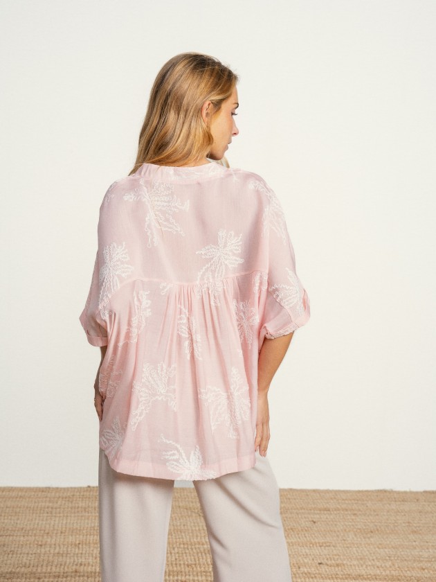 Embroidered blouse with v-neck Embroidered blouse with v-neck