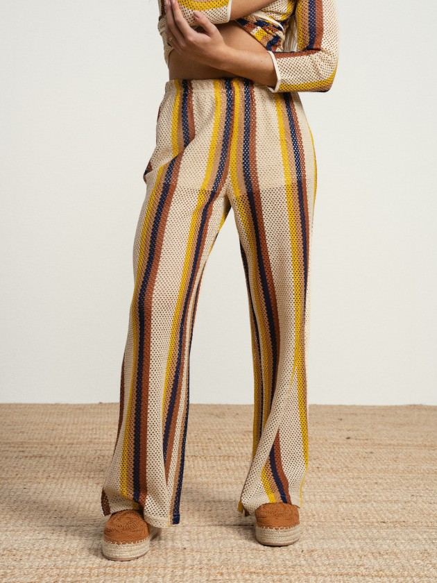 Striped cotton trousers with sheer details Striped cotton trousers with sheer details