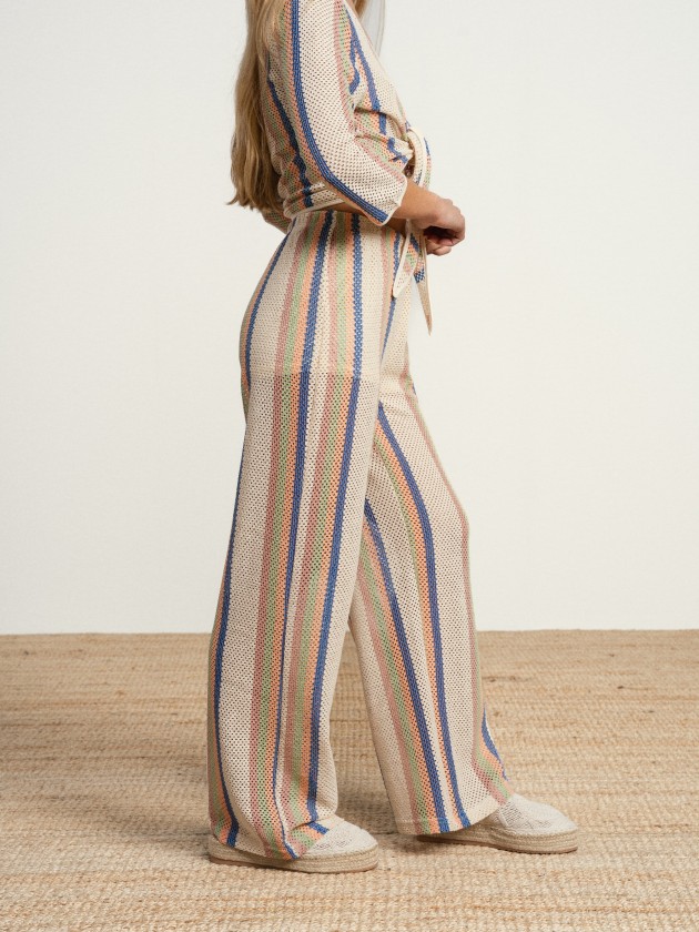 Striped cotton trousers with sheer details Striped cotton trousers with sheer details