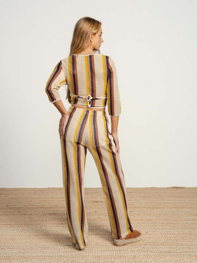 Striped cotton jacket with sheer details Striped cotton jacket with sheer details