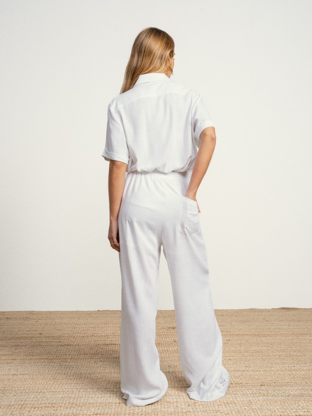 Linen trousers with lace