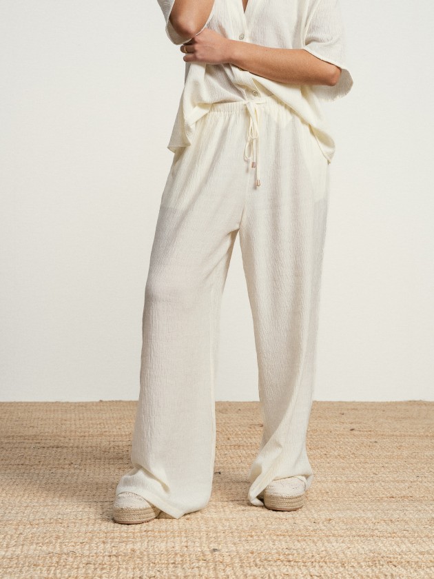 Wide-leg trousers with drawstring