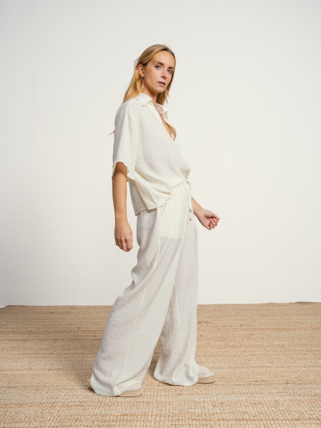 Wide-leg trousers with drawstring