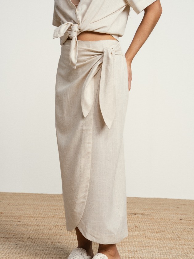 Midi linen skirt