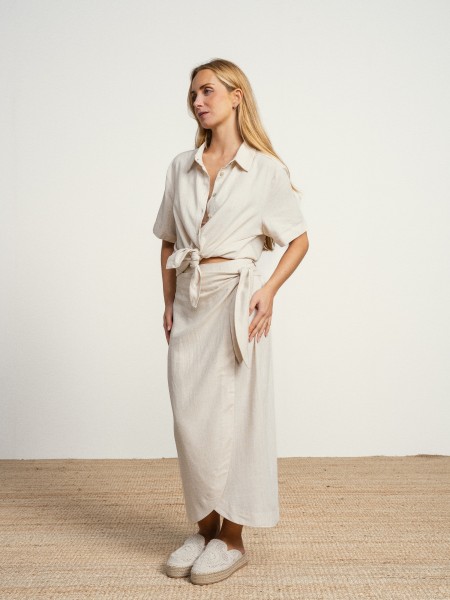 Midi linen skirt