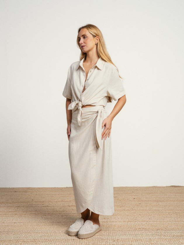 Midi linen skirt
