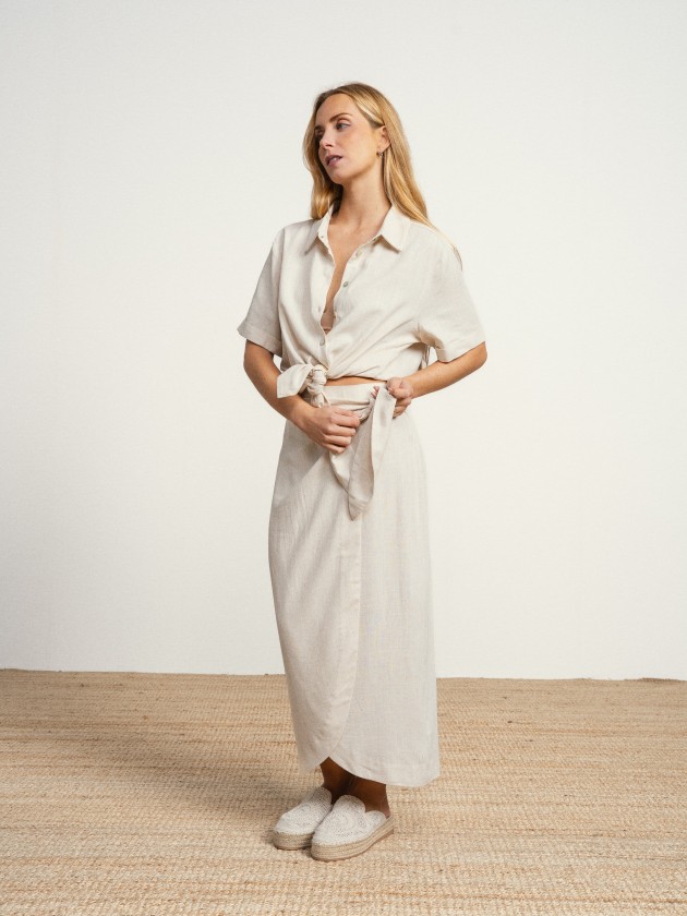 Midi linen skirt