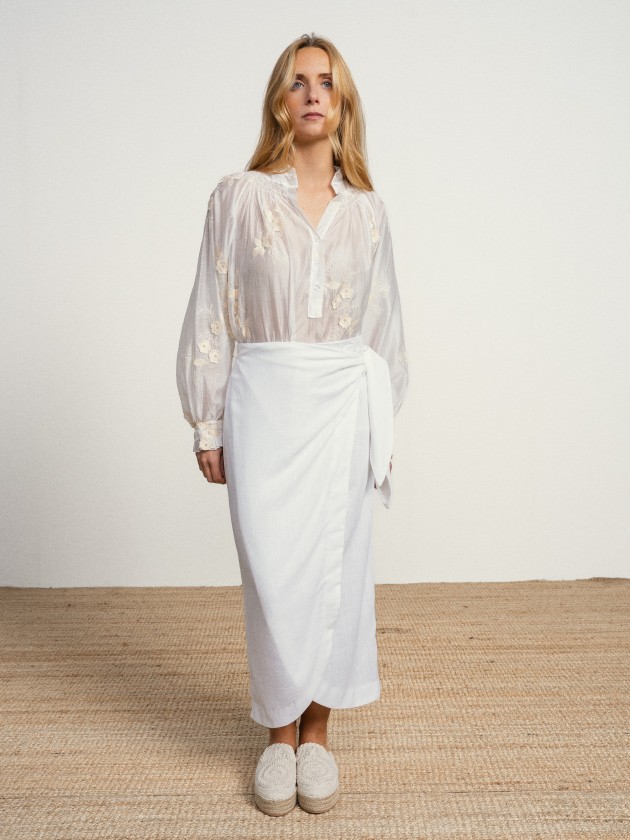 Midi linen skirt