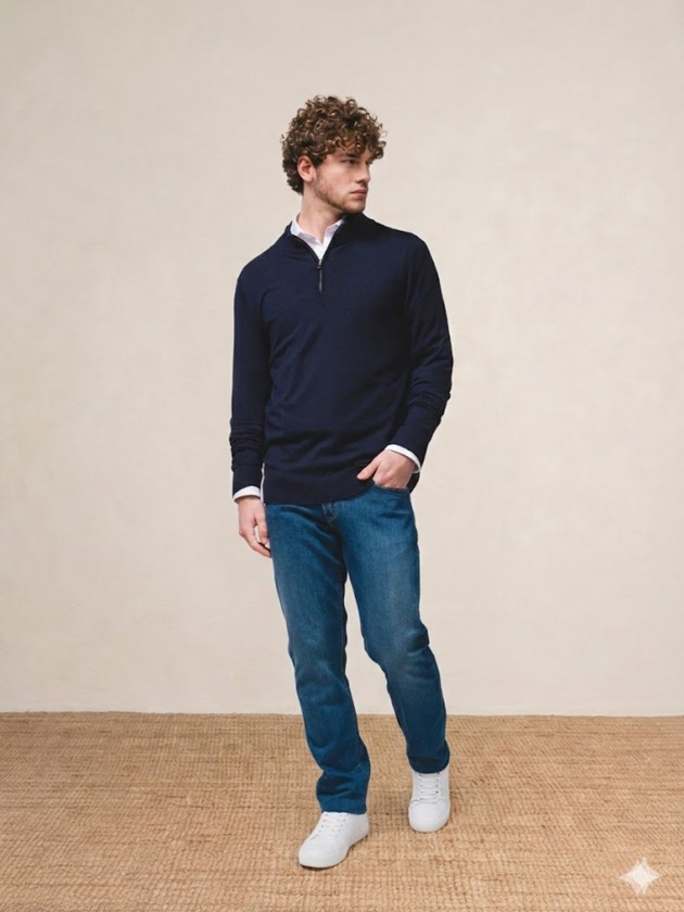 Knitted polo with zip Knitted polo with zip