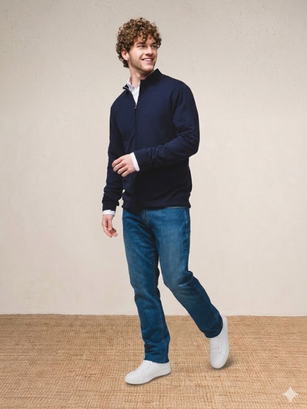 Knitted jacket with zip