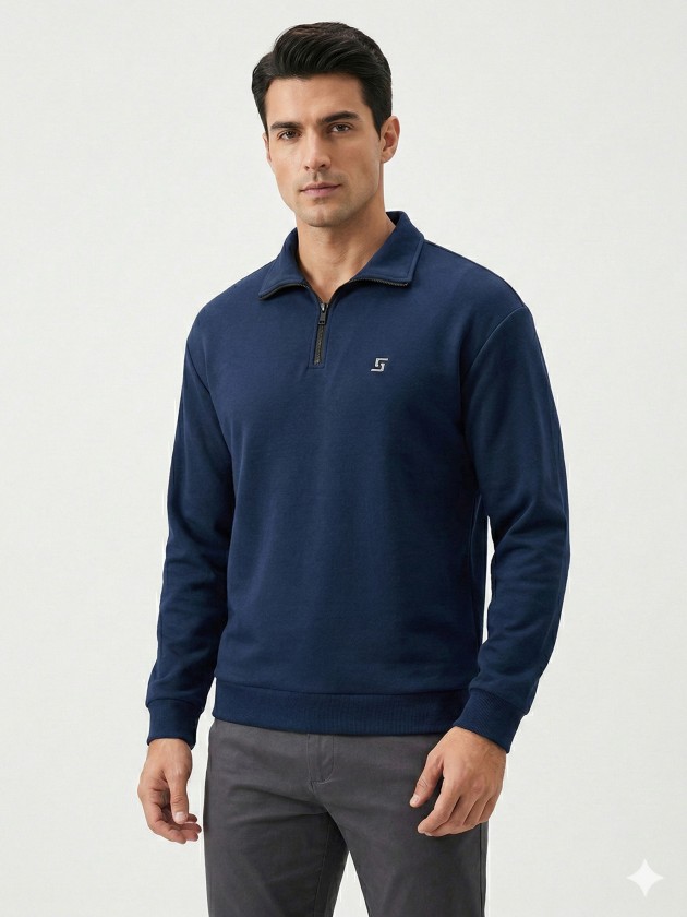 Sweatshirt polo com fecho de correr Sweatshirt polo com fecho de correr