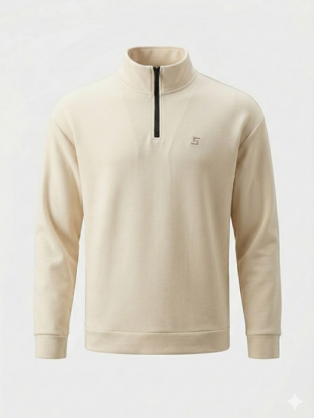 Sweatshirt polo com fecho de correr