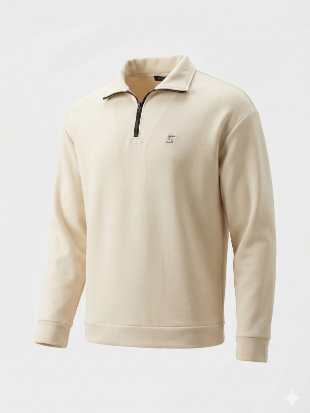 Sweatshirt polo com fecho de correr