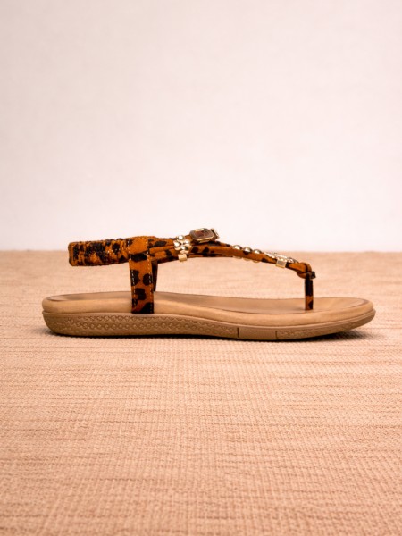 Leopard print open sandals