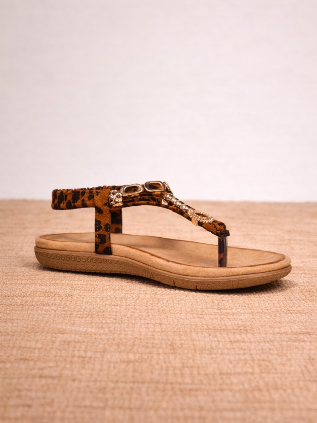 Leopard print open sandals