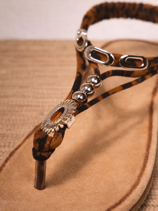 Leopard print open sandals