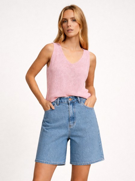 Relaxed cut denim shorts