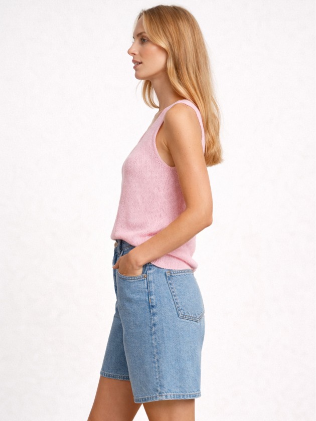Relaxed cut denim shorts
