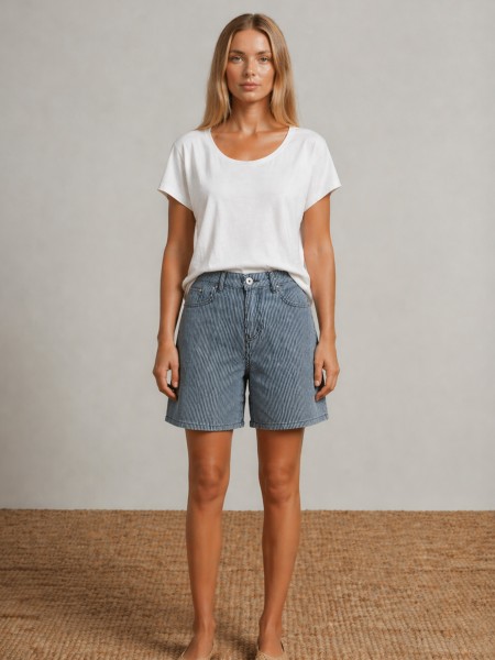 Regular fit denim shorts